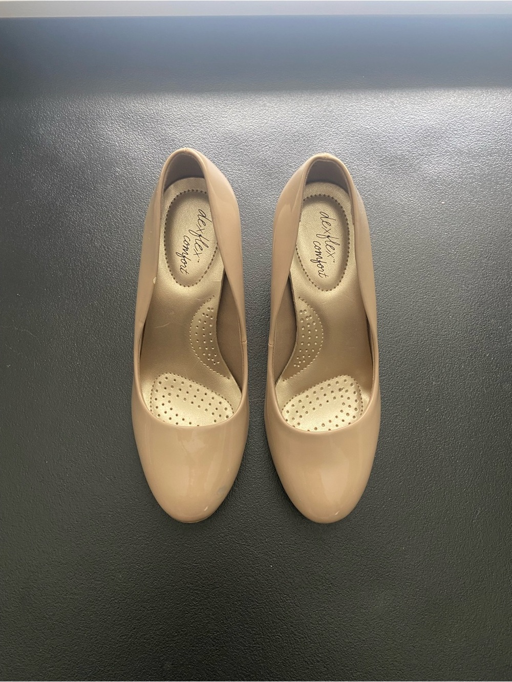 Nude Patent Round-Toe Comfort Heel